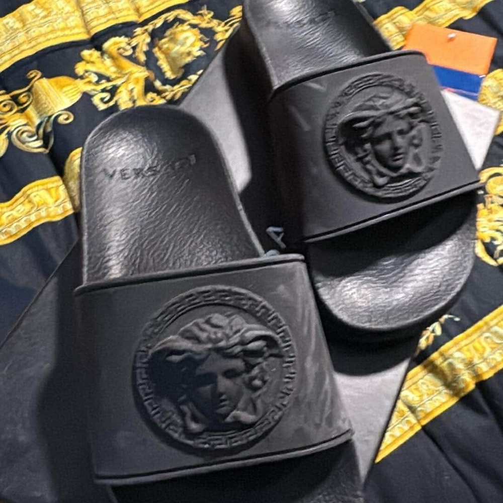 Versace Black kids slides